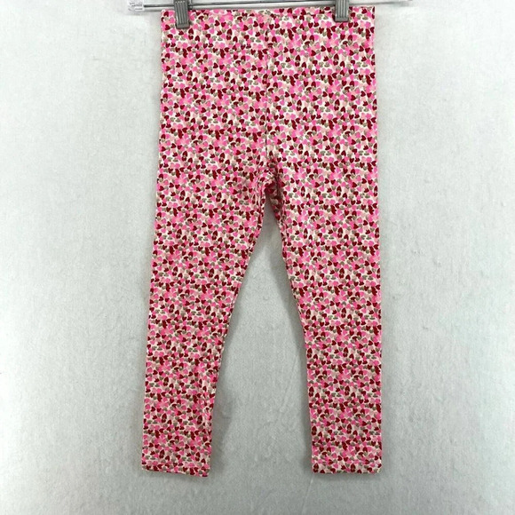 Max Studio Leggings Kids Girl's Sz S 5-6 Pink Gold Heart Print Stretch Slim Fit - Picture 1 of 12